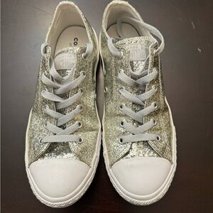 Silver sparkly Converse Sneakers